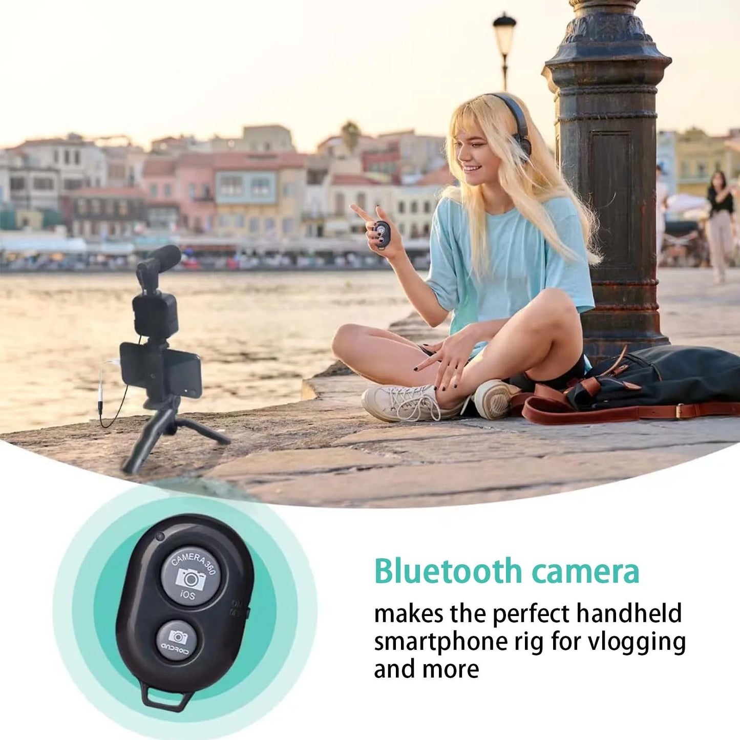 Smartphone Vlogging Kit for Iphone Android with Tripod Mini Microphone Starter Vlog Kit for Live Stream Video Youtube